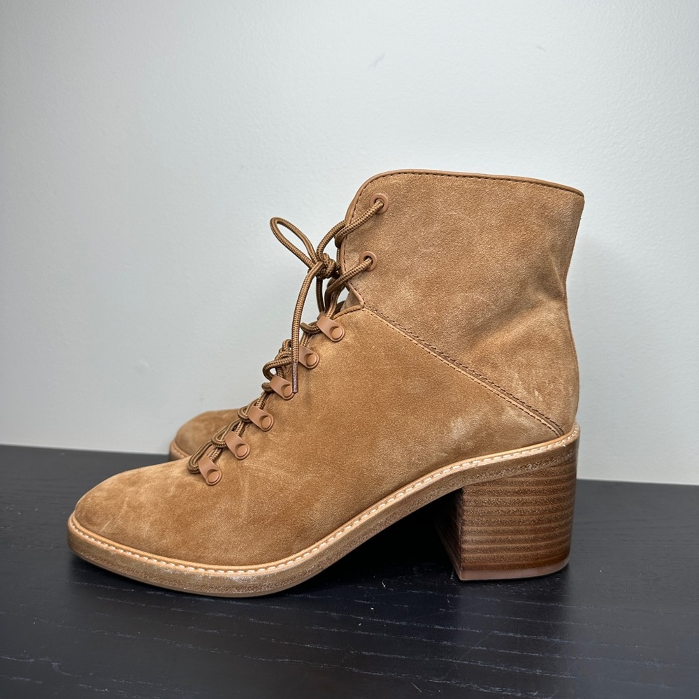 Vince Tan Lace Up Boots with Suede Finish Size 10/ EU 40